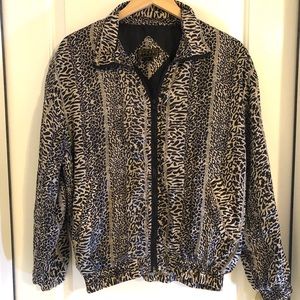 Vintage Leopard Print Bomber Jacket